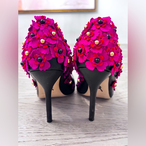 Paul Andrews’s Ordos Floral Pump In Black & Pink Size 7 - Picture 3 of 8